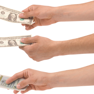 Money dollars in hand PNG image