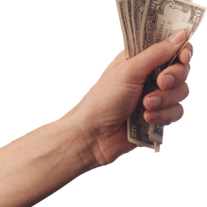 Money dollars in hand PNG image