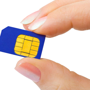 SIM card in hand PNG
