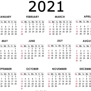 Calendar 2021 year PNG