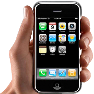Smartphone in hand PNG image