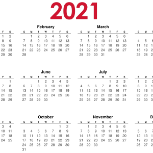 Calendar 2021 year PNG