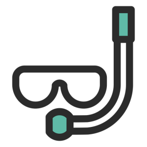 Snorkel, diving mask PNG