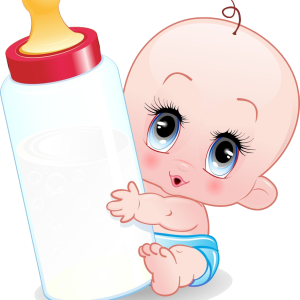 Baby with bottle PNG