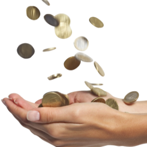 Falling money in hand PNG