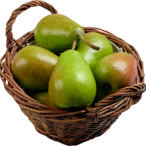 Green pears in basket PNG image