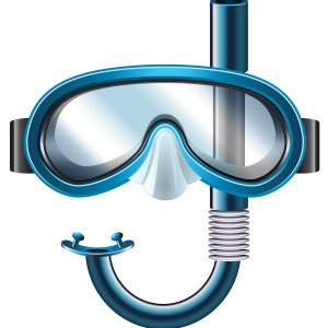 Snorkel, diving mask PNG