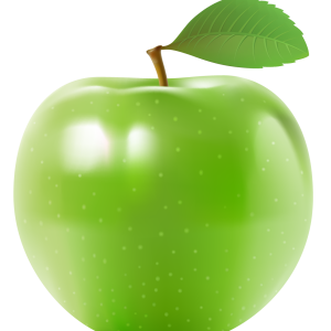 Green apple with leaf PNG