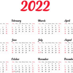 Calendar 2022 year PNG
