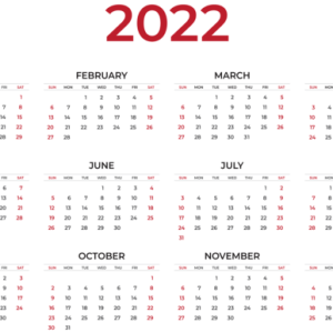 Calendar 2022 year PNG