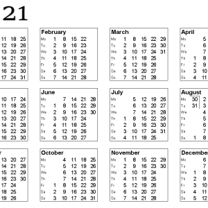 Calendar 2021 year PNG