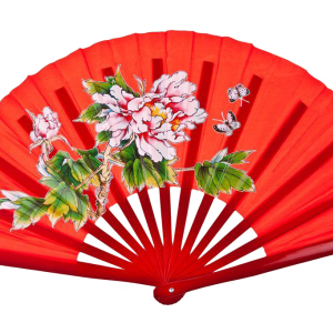 Hand fan PNG red