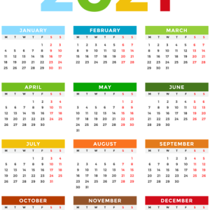 Calendar 2021 year PNG