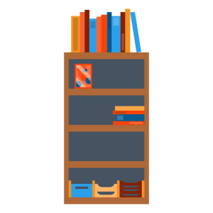 Bookshelf, bookcase PNG