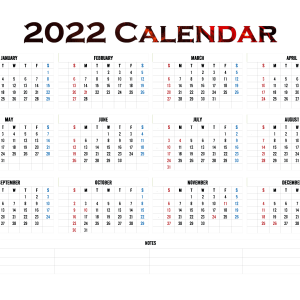 Calendar 2022 year PNG