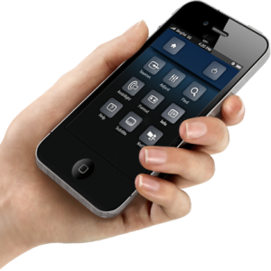 Smartphone in hand PNG image