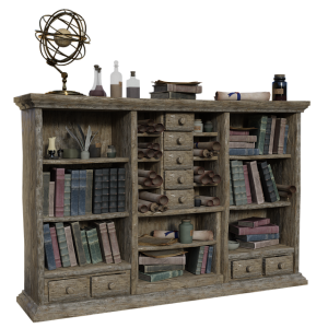 Bookshelf, bookcase PNG