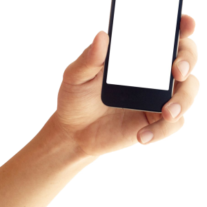 Smartphone in hand PNG image