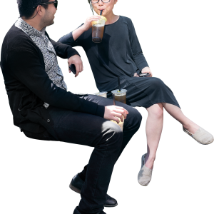 Sitting man and woman PNG