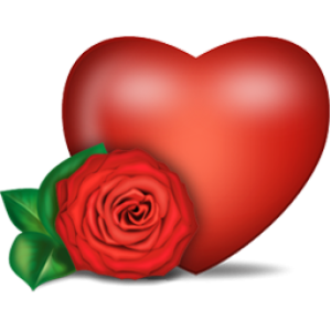 Heart and rose PNG image, free download