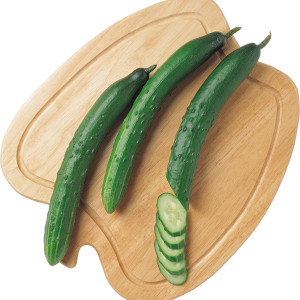 Cucumber on wooden plate PNG