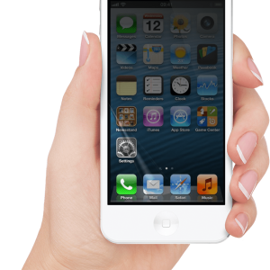 Smartphone in hand PNG image