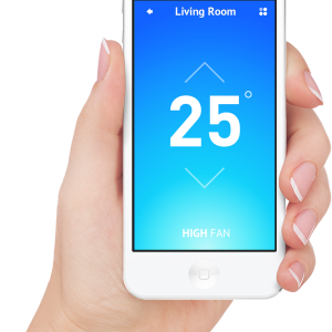 Smartphone in hand PNG image