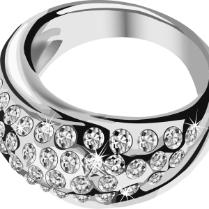 silver ring with diamonds PNG