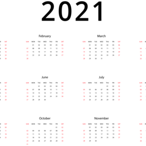 Calendar 2021 year PNG