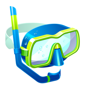 Snorkel, diving mask PNG