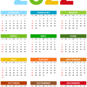 Calendar 2022 year PNG