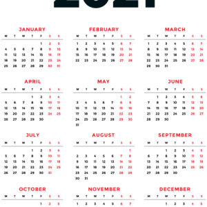 Calendar 2021 year PNG