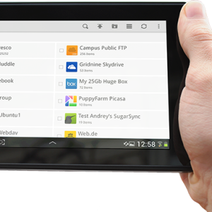 Tablet in hand PNG image