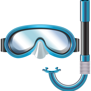 Snorkel, diving mask PNG