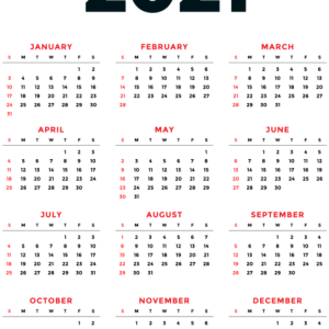 Calendar 2021 year PNG
