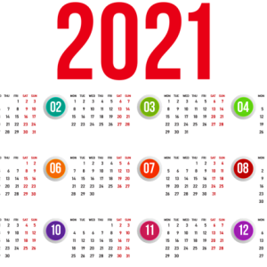 Calendar 2021 year PNG