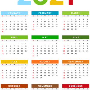 Calendar 2021 year PNG