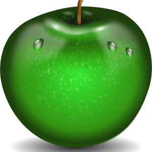 Green apple with water drops PNG