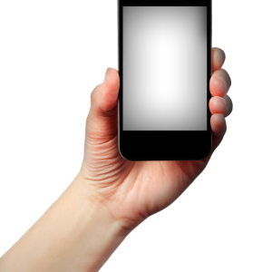 Smartphone in hand PNG image