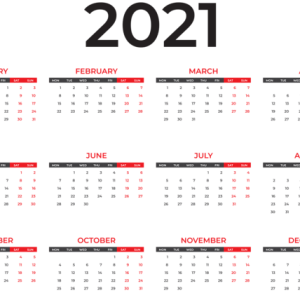 Calendar 2021 year PNG