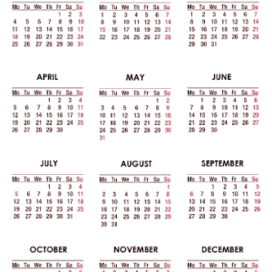 Calendar 2021 year PNG
