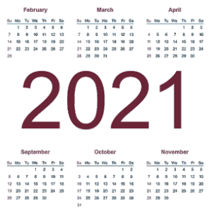 Calendar 2021 year PNG