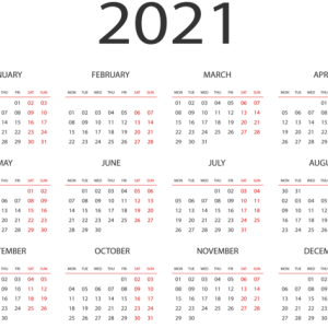 Calendar 2021 year PNG