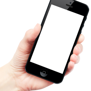 Smartphone in hand PNG