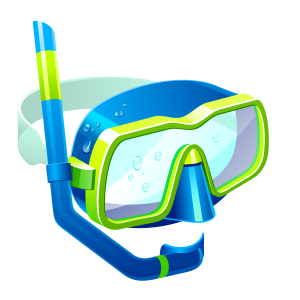 Snorkel, diving mask PNG