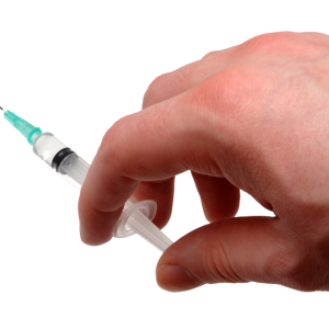 Syringe in hand PNG