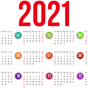 Calendar 2021 year PNG
