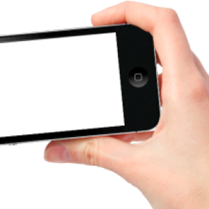 Smartphone in hand PNG image