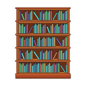 Bookshelf, bookcase PNG