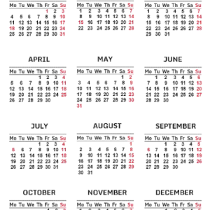 Calendar 2021 year PNG